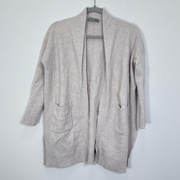 Vince. Cream Grey Wool Cashmere Blend Open Front Dolman Sleeve Cardigan Size S - Picture 1 of 7